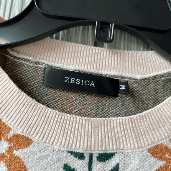 ZESICA Floral Colorblock Oversized Crewneck Sweater Pullover, SZ M - Picture 2 of 7